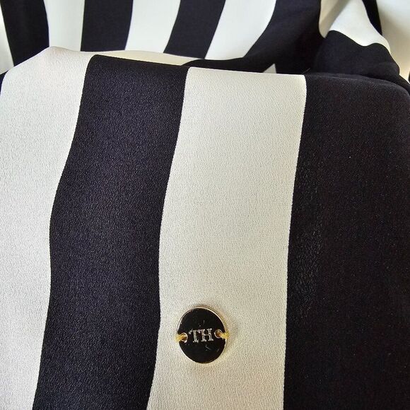 NEW WITHOUT TAGS TOMMY HILFIGER BLACK WHITE STRIPED BUTTON DOWN SHIRT XL - Picture 11 of 16